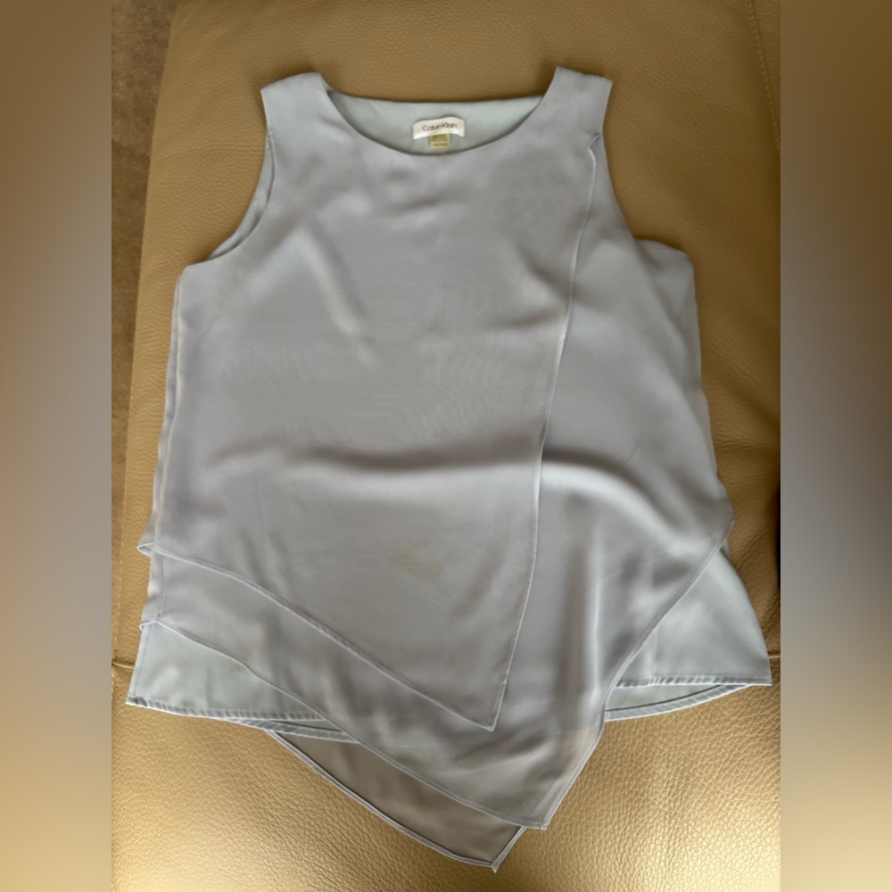 Calvin Klein Light Gray Asymmetrical Tank Top